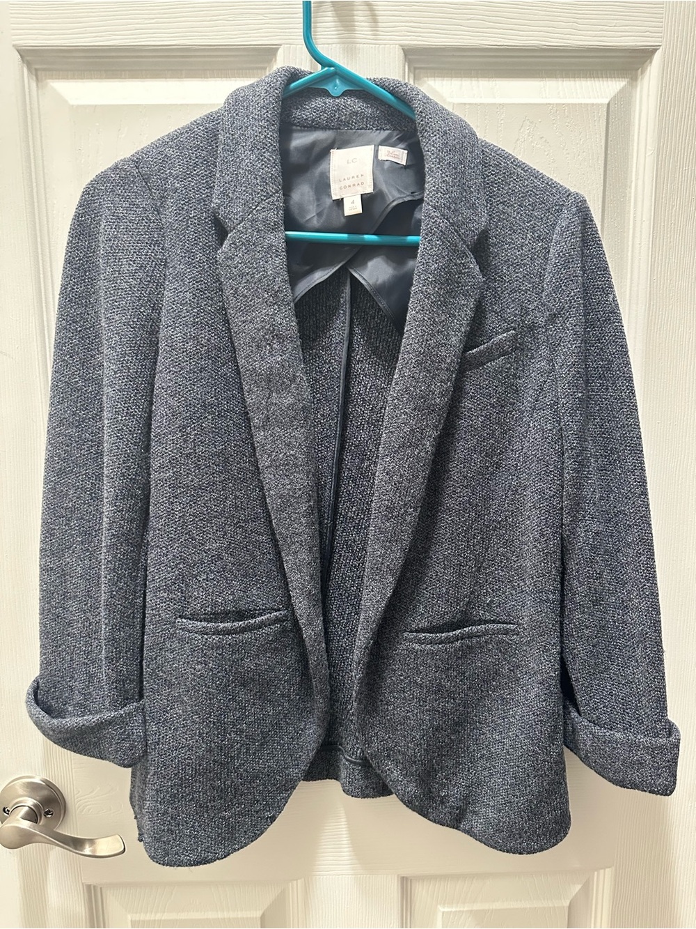 LC Lauren Conrad Heathered Gray Knit Blazer
